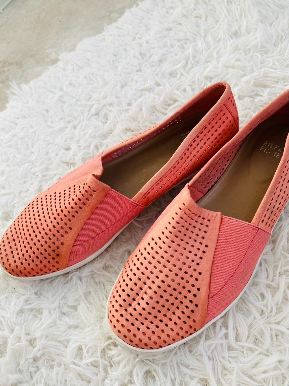 Eileen Fisher Coral Perforated Suede Slip-on Sneakers Size 8.5